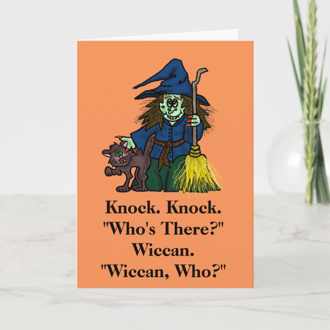 Halloween Wiccan Knock Carte de plaisanterie (Devant)