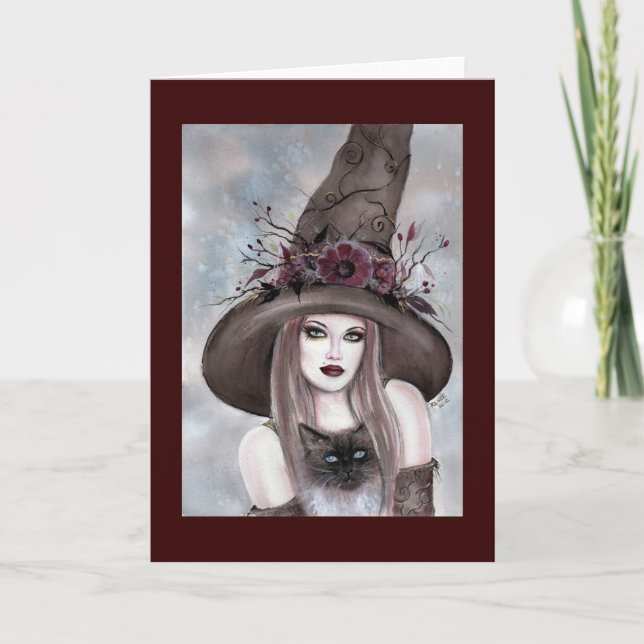Halloween Witch avec carte de chatte par Renee Lav (Devant)