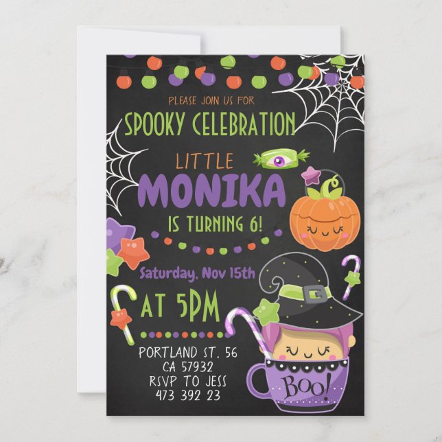 Halloween Witch Cauldron Invitation Anniversaire  (Devant)