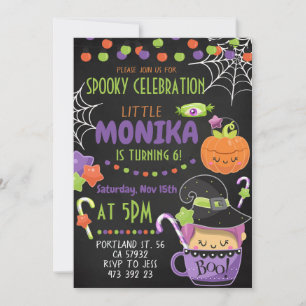 Halloween Witch Cauldron Invitation Anniversaire 