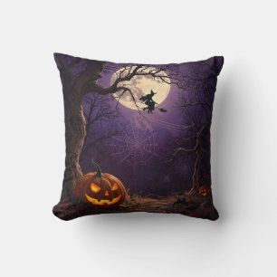 Halloween Witch & Citrouille Coussin Carré