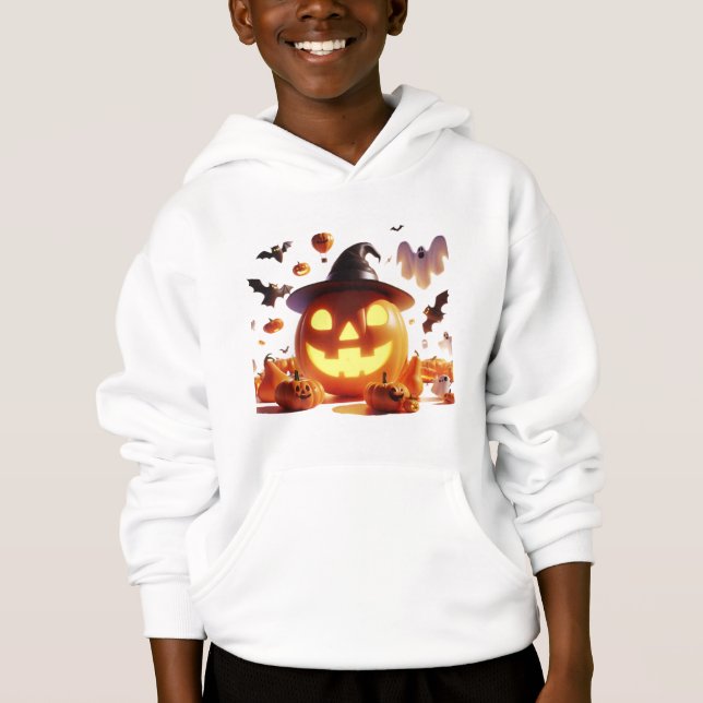 Halloween Witch Citrouille White Ghost Bats Magie (Devant)