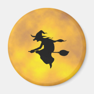 Halloween Witch on broomstick magnet Witch magnet