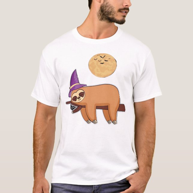 Halloween Witch Sloth Premium T-Shirt (Devant)