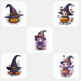 Halloween Witch Stickers – Cute Spooky Witch & Pum