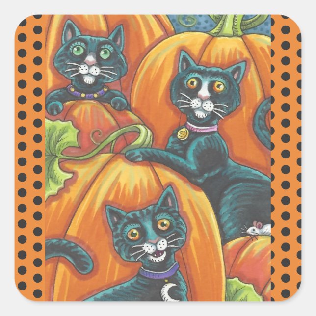 HALLOWEWEEN CHATS NOIRS & MOUSE STICKERS SHEET Car (Devant)