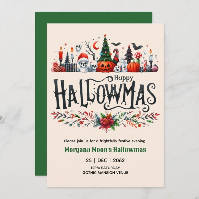 Hallowmas Invitations Noël avec thème Éffrayant (Devant / Derrière)