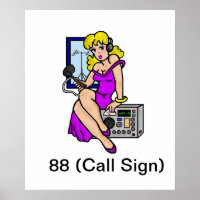 Ham Radio Blonde Pin-up Girl Poster  Customize It!