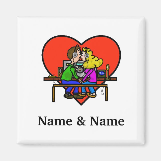 Ham Radio Kissing Couple Magnet (Devant)