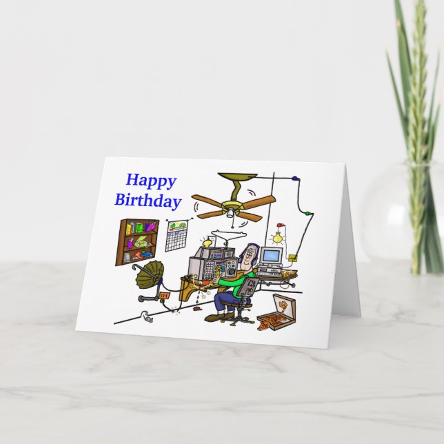 Ham Radio "Man Cave" Carte Anniversaire Customisez (Devant)