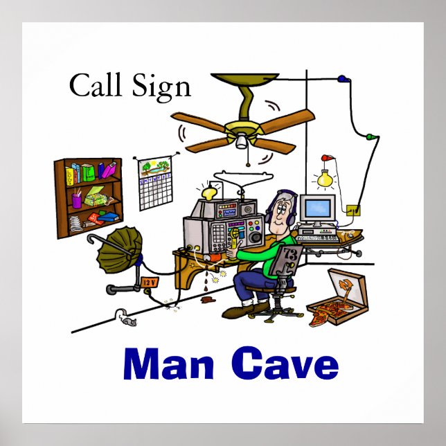 Ham Radio Man Cave Shack Poster (Devant)