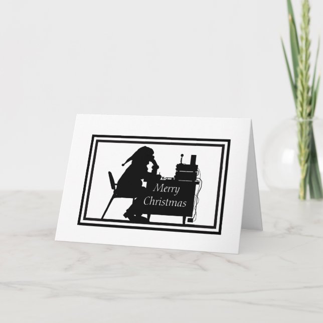 Ham Radio Père Noël Opérateur Silhouette Carte de  (Devant)