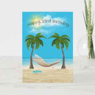 Hamac sur la plage 33e carte d'anniversaire