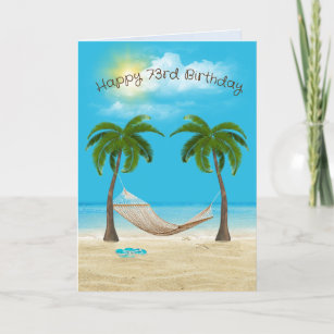 Hamac sur la plage 73e carte d'anniversaire