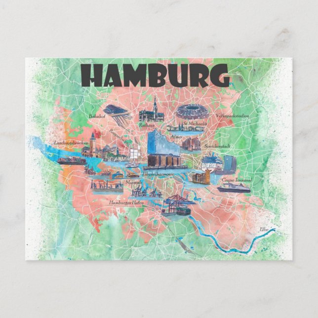 Hambourg Allemagne Voyage Carte préférée (Devant)