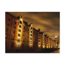 Hamburg - Speicherstadt la nuit - Carte postale