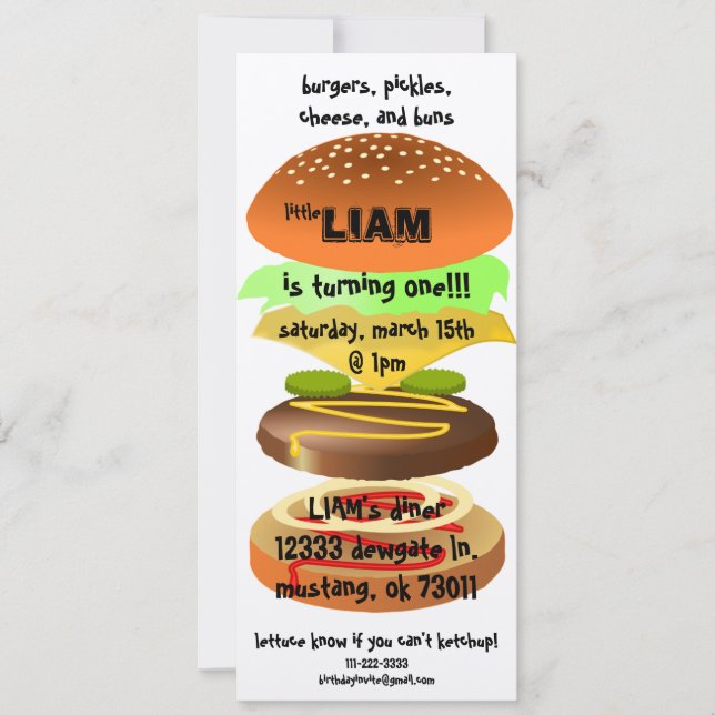 Hamburger / Diner Invitation d'anniversaire (Devant)