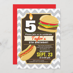 Hamburger & Hot Dog Anniversaire Fête Invitation