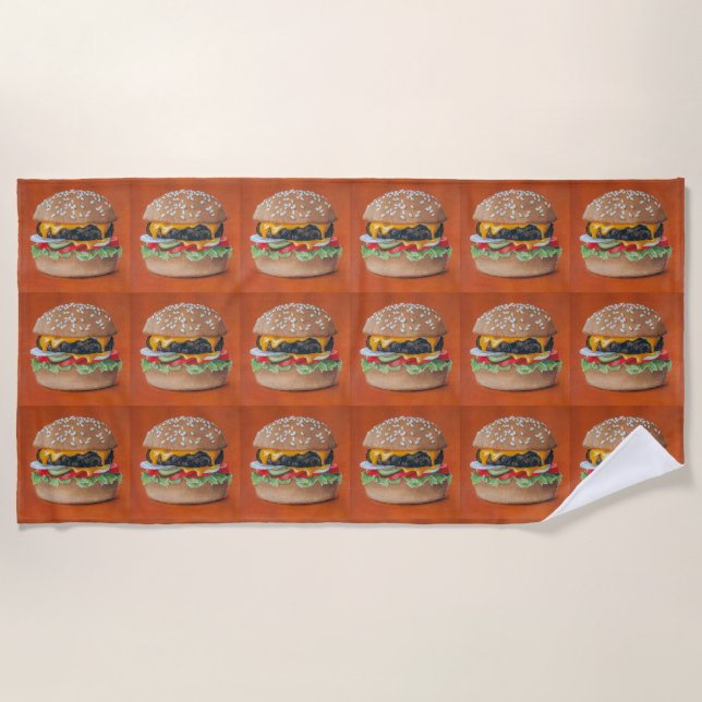 Hamburger Illustration serviette de plage (Devant)