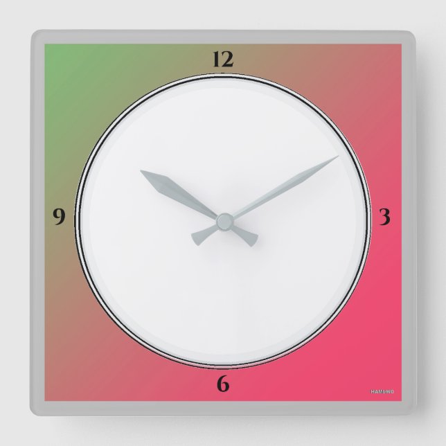 HAMbWG rose, vert, blanc et noir - horloge murale (Recto)