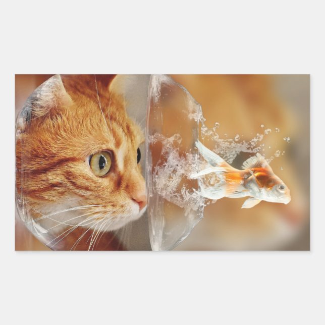 HAMbWG - Stickers Rectangle - Chat avec poisson (Devant)