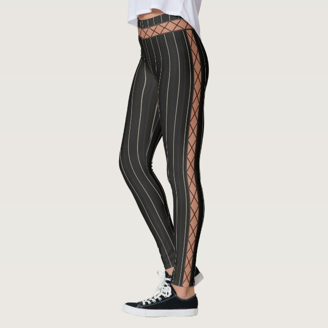 HAMbyWG - Leggings - Black Pinstrip - Couper le lo (Gauche)