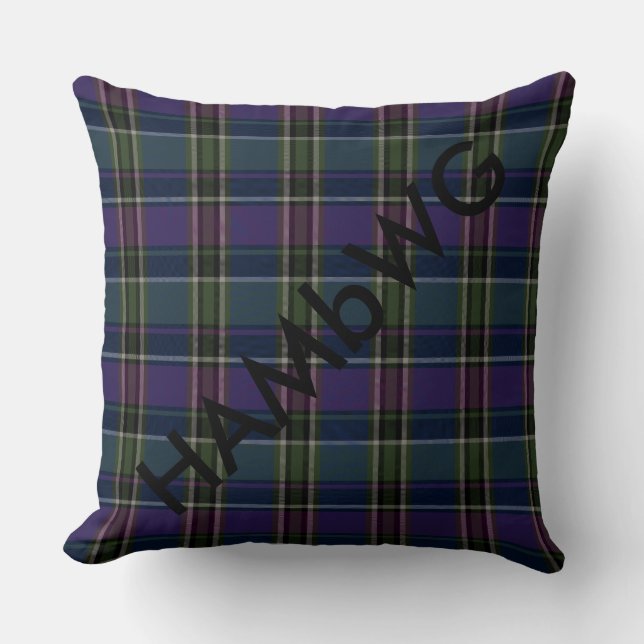 HAMbyWG - Oreiller à lancer - Plaid vert violet (Recto)