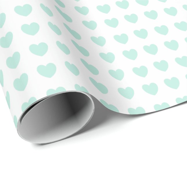 HAMbyWG - Papier cadeau - Petits cœurs menthe 1 (Coin rond)