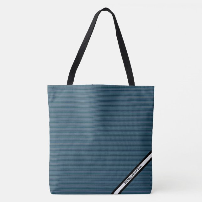 HAMbyWG - Sac cabas - Rayures sarcelle avec logo (Devant)