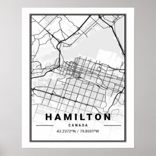 Hamilton Ontario Canada Travel City Map Poster