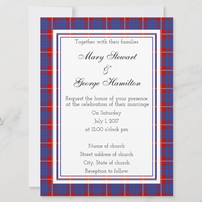 Hamilton Scottish Faire-part de mariage (Devant)