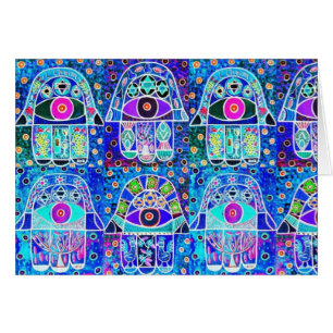 Hamsa bleu Tapastry vintage Judaica