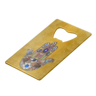 Hamsa Coeurs Fleurs Opal Art sur Or