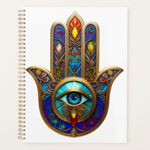 Hamsa couleur or Turquoise Saphir Troisième Œil