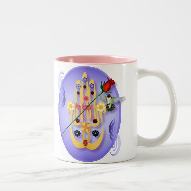 Hamsa et tasses de fleurs (Droit)