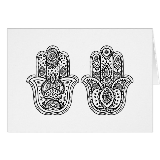 Hamsa tiré par la main avec des ornements (Devant horizontal)