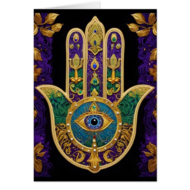 Hamsa Troisième Œil Orné Or (Devant)