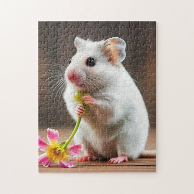 Hamster Floral Friend 252 Piece Kids Puzzle (Vertical)