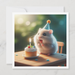 Hamster mangeant gâteau invitation anniversaire