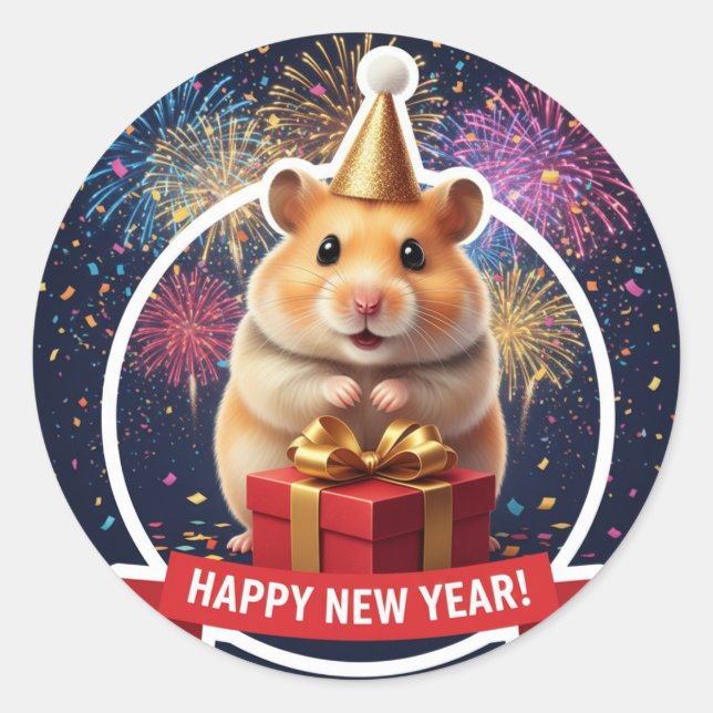 Hamster New Year Celebration Sticker (Devant)