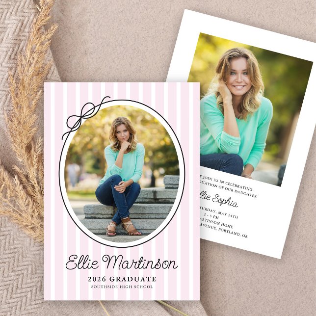 Hand Drawn Bow Photo Graduation Party Invitation (Créateur téléchargé)