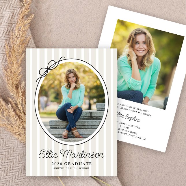 Hand Drawn Bow Photo Graduation Party Invitation (Créateur téléchargé)