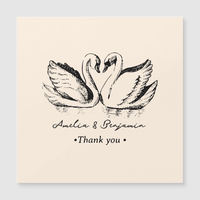 hand drawn Couple Swan Whimsical Wedding (Devant)