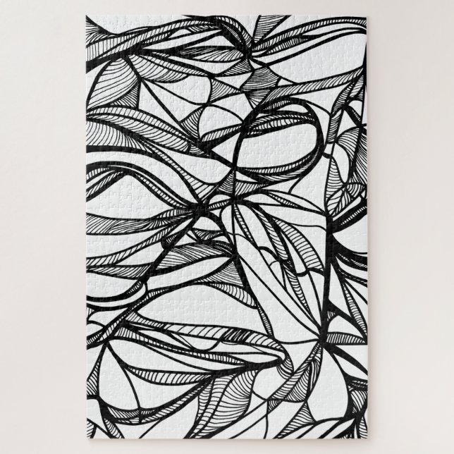 hand-drawn PUZZLE color-your-own, black & white (Vertical)