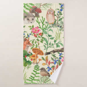 Hand drawn seamless pattern with watercolor forest