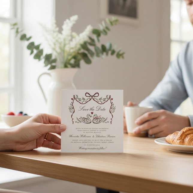 Hand Drawn Swans Paired for Life Save the Date (Créateur téléchargé)