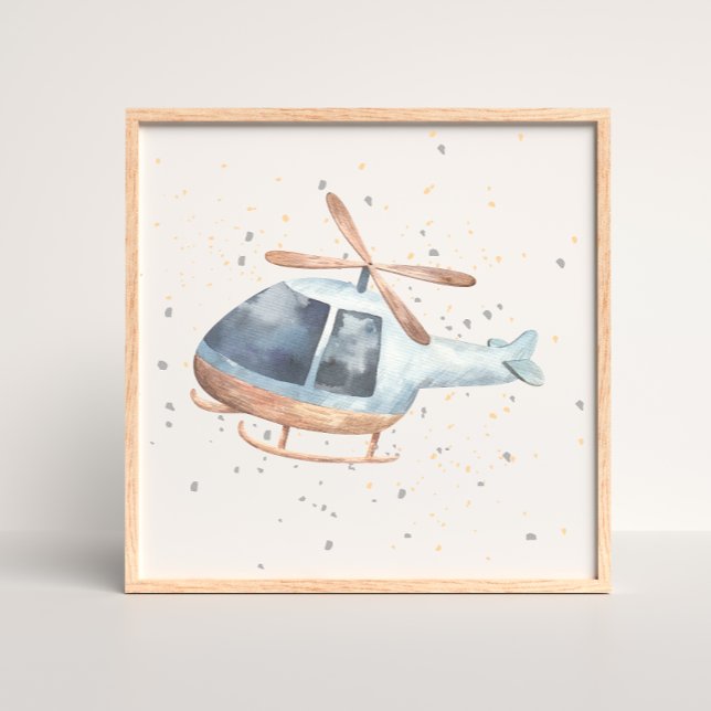 Hand Painted Helicopter Baby Boy Nursery Poster (Créateur téléchargé)