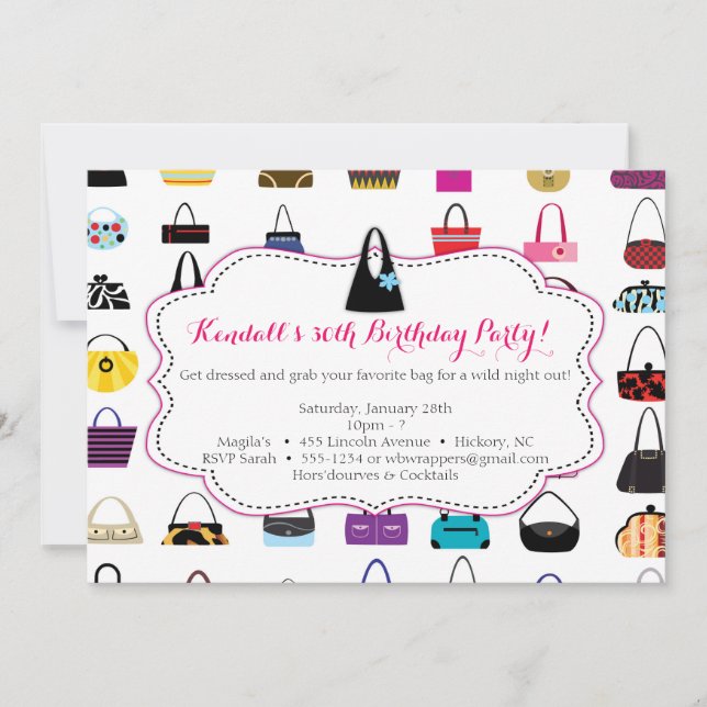 HANDBAGS GALORE - Cartes d'invitation sur le thème (Devant)