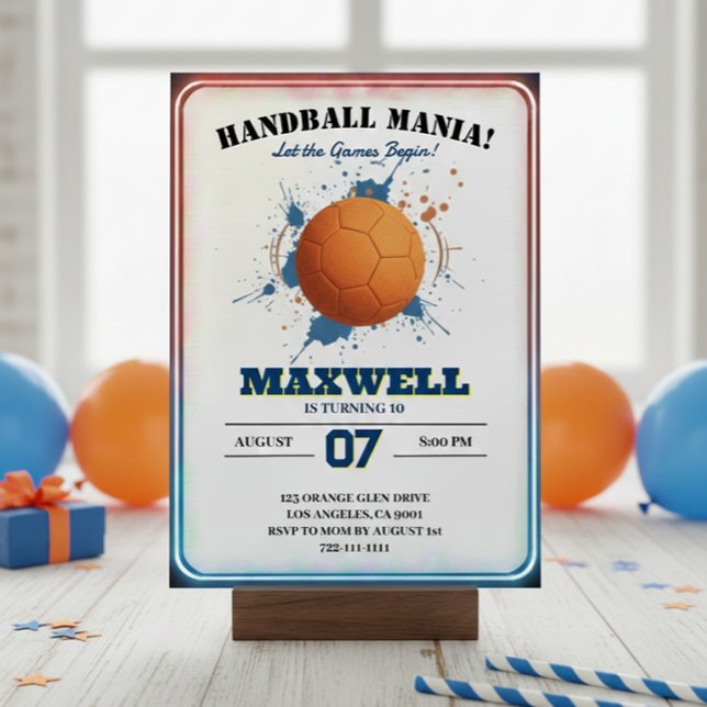 Handball Mania Birthday Invitation (Créateur téléchargé)