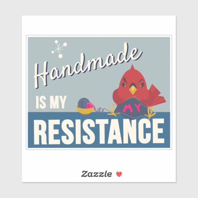 Handmade is My Resistance-Blue Rectangle sticker (Feuille)